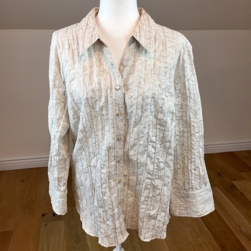 Vintage Floral Sequin Long Sleeve Blouse